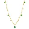 316L Stainless Steel Retro Niche Design Imitation Emerald Water Drops Zircon Ladies Necklace Fashion