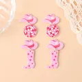 10Pcs Cowboy Charms Creative Acrylic Pink Boots Pendant Necklace DIY Making Accessories