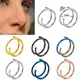 2pcs Stainless Steel Double Nose Ring Spiral Nose Septum Piercing Cartilage Hoop Earrings Tragus