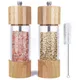 Wooden Salt and Pepper Grinder Set Manual Salt and Pepper Mills with Acrylic Visible Window and