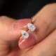 Huitan Delicate Water Drop Shaped Stud Earrings Luxury Silver Color Crystal CZ Ear Earrings for