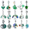 925 Sterling Silver Tree of Life Four-Leaf Clover Green Series Charms Beads Fit Pandora 925 Original