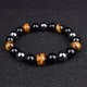 Men Bracelets 10mm Natural Stone Black Onyx & Tiger Eye & Hematite Beads Bracelets for Women