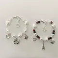 Nana Inspired Beaded Bracelets with Strawberry Bow Guitar and Heart Charms Pearl Star Heart