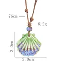 Ceramic Seashell Pendant Necklace Porcelain Scallop Beach Choker Skirt Beads Jewelry Handmade Ocean