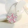 Fashion Income Pink Romantic Cherry Blossom Necklace Ladies Peach Blossom Clavicle Chain Japanese