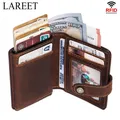 Thin Genuine Leather Man Wallets Credit Card Case ID Holder Short Zipper Purse Credential Bag Luxury