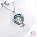 Eudora Real 925 Sterling Silver Phoenix Neckalce Luxury Austrian Crystal Personality Phoenix Pendant