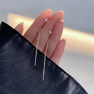 Trend Long Wire Tassel Thread Chain Climb Star Heart Beads Pendants Drop Earrings Women's Straight