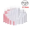 100PCS/Pack Resealable Zip Lock Bags Self Seal Clear Plastic Poly Bag Food Storage Package