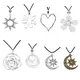 1PC Celestial Sun Charms Large Hollow Swirl Heart Sunflower Pendant Necklace Faux Suede Leather Rope