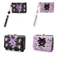Sanrio Hello Kitty Wallet Keychains Cinnamoroll Pu Cute Zipper Card Bag Kuromi Female My Melody