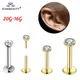 1Pc Gold Color Plug-in Style 316L Steel Lip Labret Piercing Colorful CZ Crystal Ear Helix Piercings