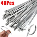 20/40Pcs Stainless Steel Cable Ties Reusable Self-sealing Fastening Ring Cable Tie Multi-Purpose