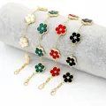 New Korean Sweet Five Leaves Flower Bracelets For Women Charm Double Sided Flowers Metal Bracelet