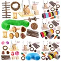 Combination Hamsters Rabbit Rat Toys Hamster Toys Set Pet Rabbit Guinea Pig Parrot Play Molar Wooden