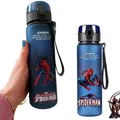 560ml Spiderman Anime Water Bottle iron Man Captain America Boys Cartoon Plastic Drinking Cups