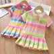 Fashionable Summer Girls Casual Dress Pretty Toddler Baby Cotton Turn-Down Collar Clothes