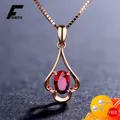 Retro Necklace Silver 925 Jewelry Oval Shaped Ruby Gemstone Pendant Accessories for Women Wedding