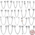 Hot Sale Family Tree Heart & Butterfly Safety Chain Charms 925 Sterling Silver Beads Fit Original