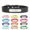 Personalized Dog Collar Name Carved ID Anti-lost Solid PU Leather Collar For Small Medium Large Dogs