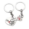 2pcs I Love You Key Chain Women Men Bag Pendant Couple Metal Red Heart Keychains Set For Boyfriend