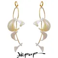 Yhpup Copper Natural Shell Irregular Drop Dangle Big Earrings 14K Gold Color Plated Summer Fashion