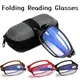 Blue Light Blocking Folding Reading Glasses with Box Ultralight TR Frame Foldable Eyeglasses Men