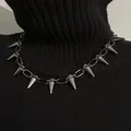 Korean Fashion Punk Gothic Harajuku Handmade Womens Necklace for Spike Rivet Female Chain Necklaces