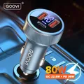 QOOVI 80W Car Charger PD USB Type C Dual Port USB Mobile Phone Fast Charging For iPhone 14 Xiaomi