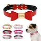 Personalized Cat Dog Collar Adjustable Cat Bowknot Collars Anti-lost Leather Puppy Cats Necklace