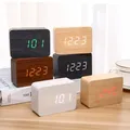 Fashion Alarm Clock LED Wooden Watch Table Voice Control Digital Wood Despertador USB/AAA Powered