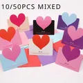 10pcs/bag Mixed Color LOVE Heart Shape Greeting Card Valentines Day Gift Wedding Invitations