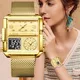 LIGE 2023 New Gold Watch Women Top Brand Luxury Creative Square Watches Ladies Fashion Dual Display