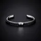 Charm Male Hand Woven Leather Bracelet Black High Quality Metal Stainless Steel Bracelets & Bangles