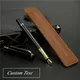 Custom Text Fountain Pen With exquisite leather Pencil case No ink in the pen Gold text iridium