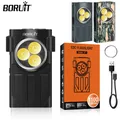 BORUiT V7 EDC LED Flashlight Keychain 1100LM Torch USB-C Rechargeable Lamp UV Light Waterproof Work