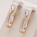 Kinel Shiny Natural Zircon Hoop Earrings For Women Fine Wedding Jewelry New Design 585 Rose Gold