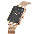 Rectangle Ultrathin Nordic Simple Style Japan Quartz Movement Fashion Stainless Steel Mesh Silvery