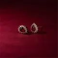 925 Sterling Silver 14k Gold Plating Inlaid Ruby Earrings Women Korean Temperament Wedding Jewelry
