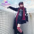 Mikumn Harajuku Punk Fashion Grey Red Black Striped Scarf Women Girl Winter Warm Knitted Scarves