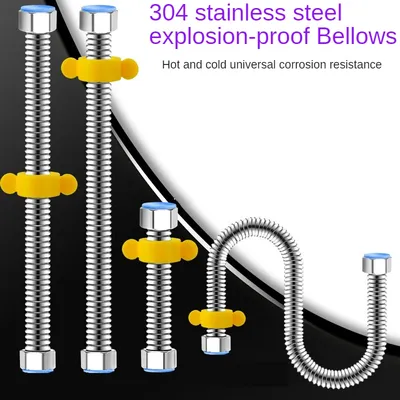 304 Stainless Steel Basin&Toilet Water Weaved 1/2"plumbing Hose,bathroom Heater Connect Corrugated Pipes with Wrench Pipe