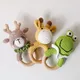 1pc Baby Wooden Rattle Toy Crochet Animal Giraffe Baby Teether Gym Music Rattle Ring Toys Newborn