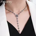 FOXANRY Rose Flower Clavicle Chain Sweater Necklace for Women Couples Trendy Elegant Vintage Punk