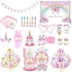 Unicorn Party Supplies Unicorn Tableware Balloons Napkin Cups Plates Baby Shower Girls Unicorn