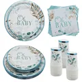 Gender Reveal Party Disposable Tableware Jungle Leaves Baby Napkin Plate Cup Oh Baby Shower Boy Girl