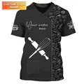 Summer Casul Men's Fashion Customized Name Pastry Chef T-Shirts Baker Uniform Loose O-neck Unisex