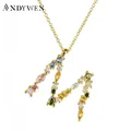 ANDYWEN 925 Sterling Silver Gold Letter M Pendant Initial F Alphabet Necklace Monogram Opals 2020