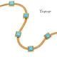 Yhpup Blue Artificial Turquoise Snake Chain Necklace Stainless Steel Golden Collar Jewelry for Women