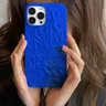 Fashion Klein Blue Tin Foil Case for iPhone 11 12 13 14 15 Pro Max Xr Xs Max 8 7 15 Plus 3D Water
